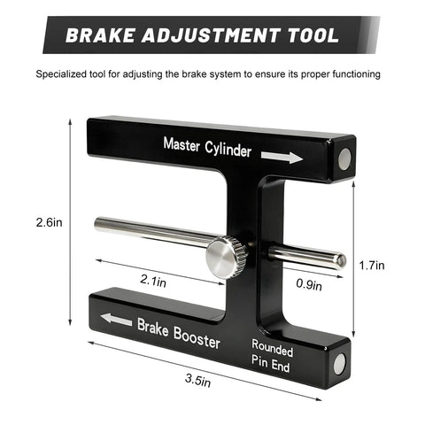 Hella Tight Brake Booster Adjustment Tool With Magnetic Aluminum Body And Adjustable Pin For Master Cylinder Push Rod Length Gauge, 3.5in x 2.6in