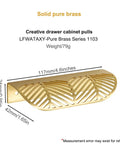 Two Pack Brass Edge Pulls With Copper Back Mount For Concealed Hidden Drawer Wardrobe Doors Arc Finger Pulls Hollow Out Design Length 4.6 Inches Champagne Gold showing side dimensions.