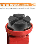 Close-up of Heavy Duty Rubber Cross Slotted Jack Adapter Puck Pad, showing anti-slip design for car lifts and jacks.