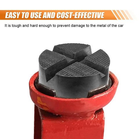 Close-up of Heavy Duty Rubber Cross Slotted Jack Adapter Puck Pad, showing anti-slip design for car lifts and jacks.