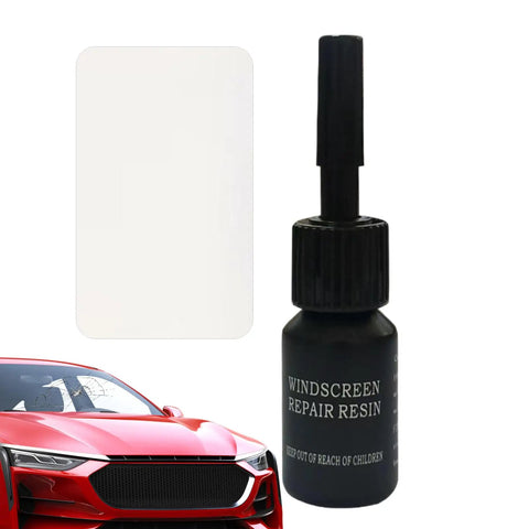 Pro Grade Auto Glass And Surface Repair Kit With Resin Fluid bottle and red car model for windshield repair