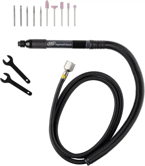 Air Pencil Grinder Kit With One Eighth Inch Collet 60,000 RPM Inline Rear Exhaust Includes Five Mounted Points And Five Carbide Burrs