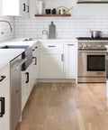 Modern white kitchen with Six Pack Black Stainless Steel T Bar Kitchen Cabinet Door Pull Handles, 3.5 Inch Center To Center, 4 Inch Overall Length, Matte Finish, Fits 12mm To 40mm Thick Doors, Great For Cabinets And Dressers