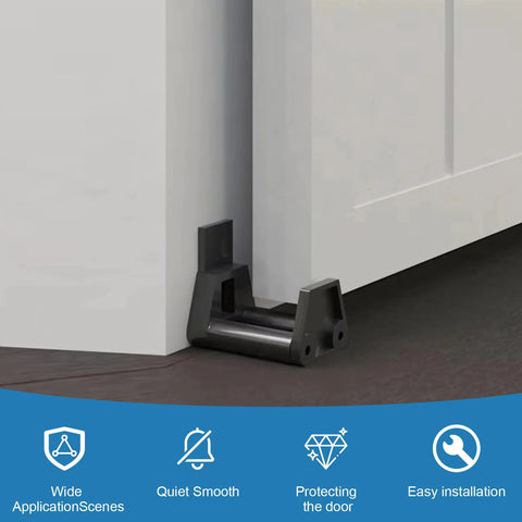Barn Door Floor Guide With Adjustable Wall Mount For Easy Installation RV Sliding Door Guide With Screws Black Finish