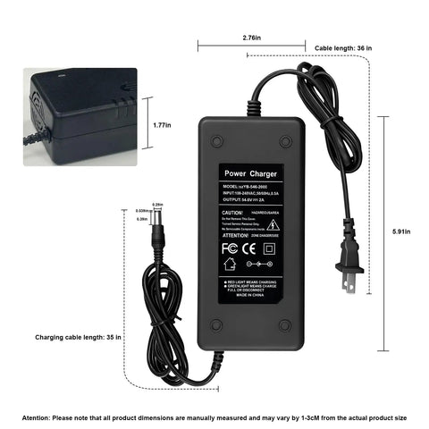 54.6V 2A Fast Electric Bike Charger For 48V EBikes Universal Fit With XP 2.0 3.0 Ecotric City Beach Evercross H5 H7 And Other 48V Batteries For Home And On The Go With Safe Overvoltage Protection And Efficient Cooling