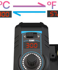 Close-up of 926LED V3 Beginner Friendly 60W Soldering Station Kit With Temperature Control display showing temp settings in black