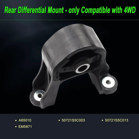 Heavy Duty Engine Motor Mount Set For 2007 Through 2011 Honda Crv 2.4l Fwd 4wd Oem Direct Replacement Part detailed rear differential mount