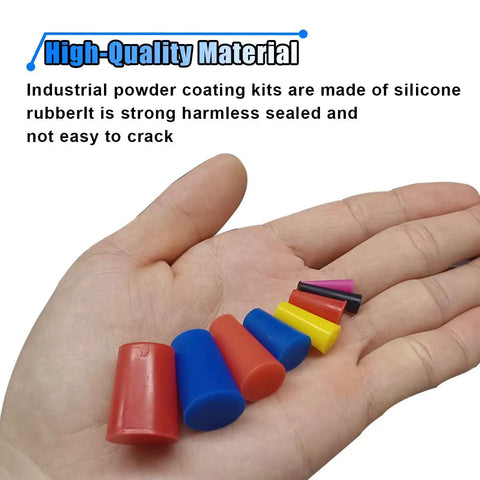High-Quality Material silicone rubber tapered plugs in hand, assorted sizes for masking holes in powder coating and painting