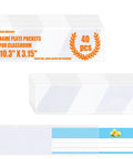40 Pack Clear Self-Adhesive Desk Nameplate Pockets, 10.3 x 3.15 Inches, 7mil Thick, Holds 9.5 x 2.8 Inch Nameplates, packaging