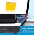 Laptop with USB drive next to Portable Mini Money Counter And Counterfeit Detector With MG IR Image And Paper Quality Size Thickness Detection For Euro And US Dollars Spot Fake Bills Fast Automatic Money Detection To Speed Up Cash Handling In Shops And Grocery Stores