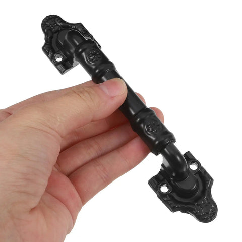 2 Pack Sliding Barn Door Handles No Drill Required Iron Alloy Gate Pull Handles For Garages And Cabinets Modern Black Door Hardware Easy Install Rust Resistant Heavy Duty Build showing detailed design