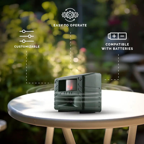 Yard Gard Ultrasonic Animal Repeller for 4000 Sq Ft Keeps Deer, Raccoons, and Skunks Out With Humane No Harm High Frequency Sound Humans Don't Hear But Pests Do for a Safer, Pest Free Backyard on a table