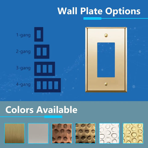 Decorator Switch Or Receptacle Metal Wall Plate Built Tough With Corrosion Resistant Stainless Steel And Polished Brass Finish options