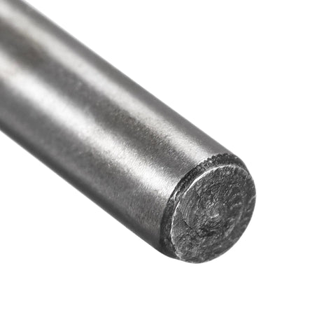 Close-up of dowel pin end showing smooth finish and bright alloy steel for precise alignment, 1/8 inch by 1/2 inch.