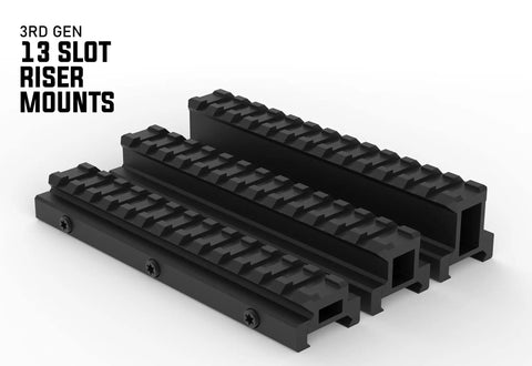 Picatinny Riser Mount With Recoil Stop Base Lockdown V3 Five Point Five Inch Length 13 Slot Low Profile Rail Mount