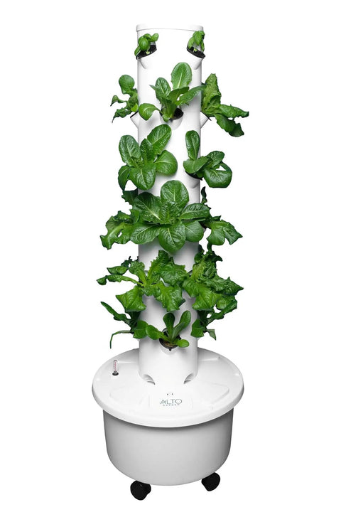 Self Watering Hydroponic Tower For Home Gardens, Vertical Planter System Kit With 24 Net Pots, Food Grade Construction in use