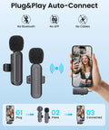 3 In 1 Mini Wireless Lavalier Microphone For iPhone And Android Clip On Lapel Mic with USB C, Lightning, 3.5mm Receiver