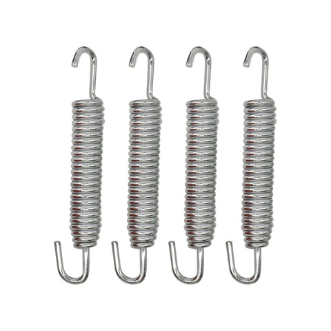 Four metal springs from Exhaust Muffler Joint Gasket Spring Stay Kit For Banshee 350 YFZ350 1987 2006 Pipe Stay Mount With Hangers Springs And O Rings Easy Bolt On Replacement For Off Road Riders.