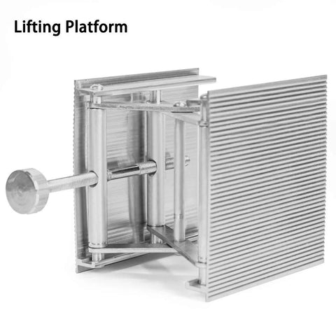 Lifting platform lab jack with screw mechanism and ribbed metal plate, aluminum alloy frame