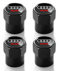 Audi Tire Valve Stem Caps 4 Pack Aluminum Alloy Metal Air Caps For Car Wheels Black Finish Durable Protect Valves Easy Install