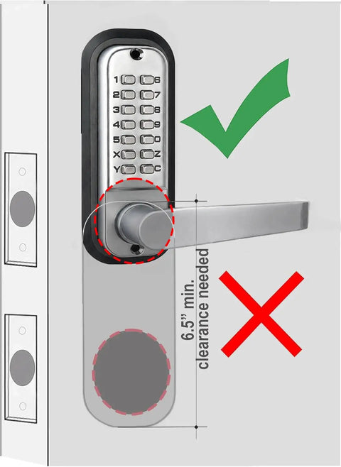 Double Sided Mechanical Keyless Lever Door Lock With Square Spindle Satin Chrome Finish 2024 Upgrade, installation diagram