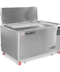 Top Shelf Ultrasonic Parts Washer Uses Rock Solid Three Phase Power To Blast Stubborn Oil Grease And Machining Debris From Metal Tools.