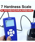 Pro Grade Portable Digital Hardness Tester For Metal Steel And Alloys Built Tough With A Smart 360 Impact Sensor in use measuring hardness.
