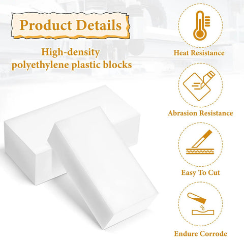 Two Pack HDPE Plastic Blocks 2 In By 3 In By 6 In High Density Polyethylene For DIY Projects And Home Floor Upgrades