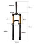 Beefy 20 And 24 Inch Mountain Bike Suspension Air Fork With 32mm Stanchions, 28.6mm To One And One Eighth Inch Steerer, 220mm Threadless Straight Steerer, 9mm Disc Brake Ready Front MTB Fork, 100 And 135mm Travel