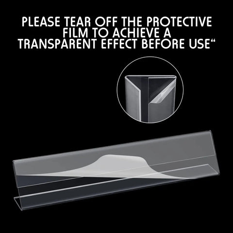 20 Pack Acrylic Desk Name Plates 2 By 10 Inch Clear Plastic Name Tent Holders with Protective Film Partially Peeled