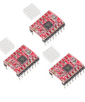 Three Pack A4988 Stepper Motor Driver Boards With Integrated Heat Sinks For Reliable Microstepping On 3D Printers And Cnc Units