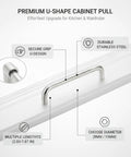 U Shaped Stainless Steel Cabinet Pull Handle For Kitchen Drawers And Closets With Ergonomic Grip, Super Durable And Corrosion Resistant