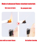 Comparison of flame-retardant material burning test, showing no further burning after flame is removed.