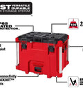 XL Heavy Duty Tool Box Organizer Tray Made From Impact Resistant Polymer 100 Lb Capacity Rugged Tool Storage Insert With Metal Reinforced Corners Quick Access Storage For Large Tool Boxes And Worksites, red, showing IP65 and modular features