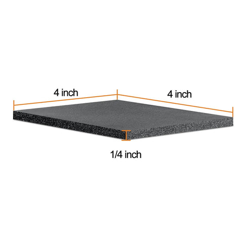Self Adhesive Neoprene Foam Padding Sheets 4 By 4 By 1 Quarter Inch, 8 Pack Closed Cell Anti Vibration And Shock Absorbing Pads For Furniture, Speakers, Floors, Crafts Non Slip Insulation