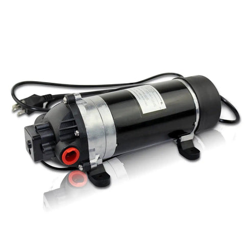 115V High Pressure Booster Pump On Demand 160 PSI for RVs and Caravans, black cylindrical design with auto pressure switch