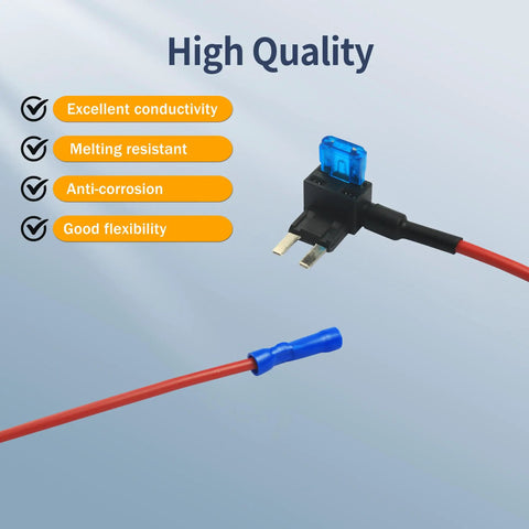 Add A Circuit Fuse Tap Kit For 12V Vehicles 16 Pack With 4 Tap Types image showing fuse tap with features like conductivity and flexibility.