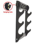 Dope Black Wall Mount Sword Display Rack with three layers and hanging hole detail for Katana, Wakizashi, Tanto.