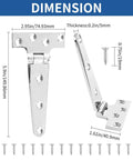 Dimensions of 316 Stainless Steel T Strap Barn Door Hinges Heavy Duty 6 Inch Outdoor Gate Set Of 4 with screws included