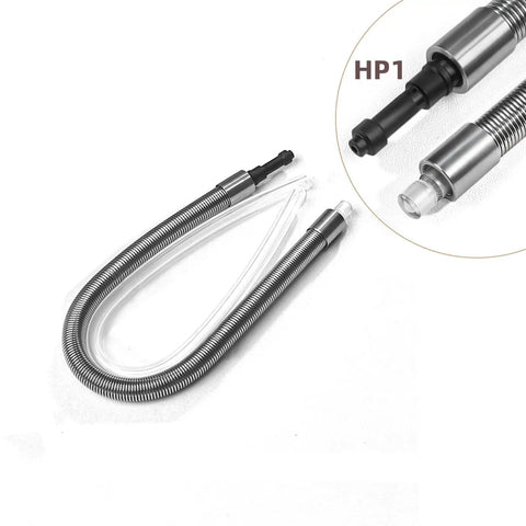 Heavy Duty Stainless Steel Milk Tube Replacement Featuring Hp1 Hp3 Adapters 10.4 Inch Food Grade Silicone Hose close-up view with connectors.