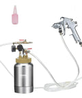 Dang Lightweight 2 Liter Spray Paint Pressure Pot With Pneumatic Air Hose For Automotive And Home Painting Projects Delivering Badass Coverage At Up To 45 Psi Maximum Pressure Easy Grip Handle Makes It Smooth Operator Gear with metallic tank and spray gun.