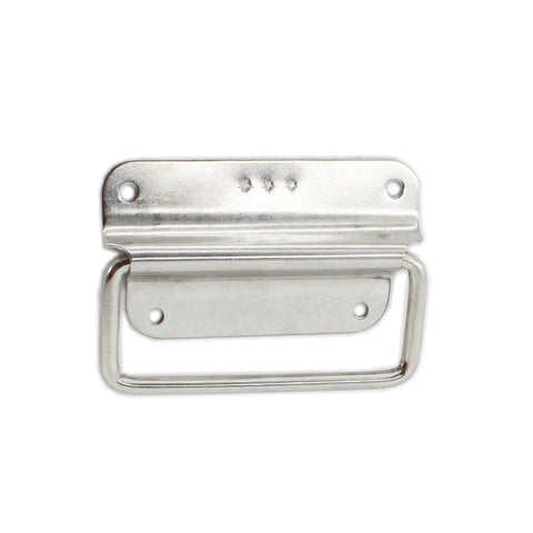 Front view of 4 Pack Stainless Steel Wardrobe Handles Set With Foldable Boat Hatch Latches And Lifting Ring Pulls Rust Resistant Satin Finish 100mm Face Plate Ideal For Cabinets Doors Chests And Toolboxes