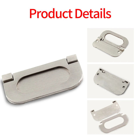 Four Pack 3 Inch Modern Hidden Recessed Door Pull Handles in Silver Zinc Alloy with Product Details and Various Views