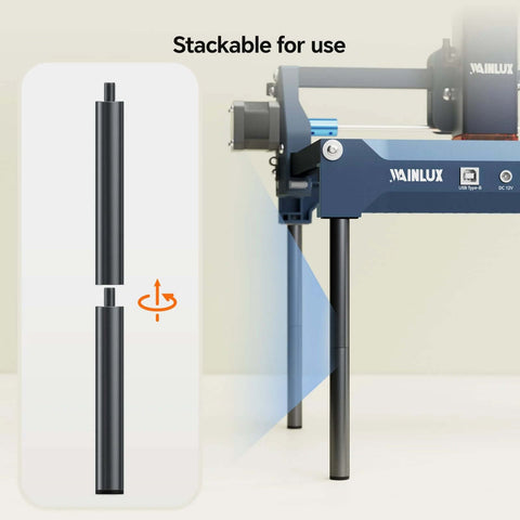 WAINLUX laser engraver riser posts, 4 pcs, black metal, 2-inch lift for X2 and K15 laser engravers.