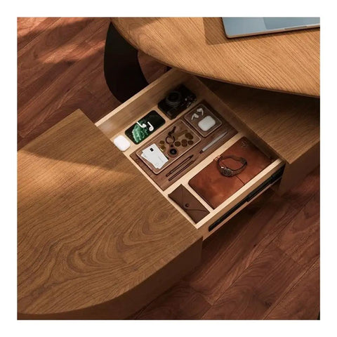 Top Tier Ash Wood Standing Desk With Smooth Height Adjustments And Spacious Corner Layout Made For Grinding Sessions Or Daily Office Grind Straight Up Ergonomic Setup Featuring Integrated Monitor Riser And Hidden Cabinet Storage drawer open with organized accessories