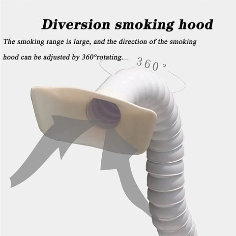 Heavy Duty Solder Fume Extractor With Adjustable Speed Knob And Three Stage Filtration Quiet Air Cleaner for welding, showing a flexible 360° adjustable smoking hood.