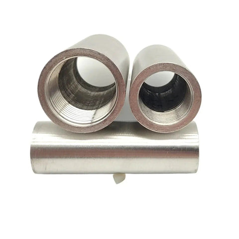 Heavy Duty 304 Stainless Steel Barrel Coupling Pipe Fitting Connector With Bspp Female Threads 1 4 To 2 Inch showing multiple sizes.