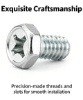 Close-up of Rock Solid 10 Pack Stainless Steel Mounting Screw showcasing precision-made threads for Google Nest Cam Floodlight installation.