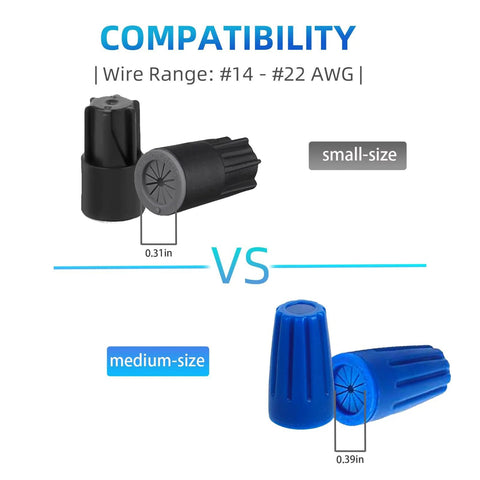 40 Piece Waterproof Outdoor Wire Connectors Set For Landscape Lighting - Small and medium connectors for 14 to 22AWG cables.