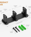 Three Roller Adjustable Floor Guide For Siding Closet Doors And Bypass Sliding Doors Aluminum Construction Durable Bottom Guide For Smooth Glide Easy Install And Door Protection Black Finish shown with screws and anchors, dimensions labeled.